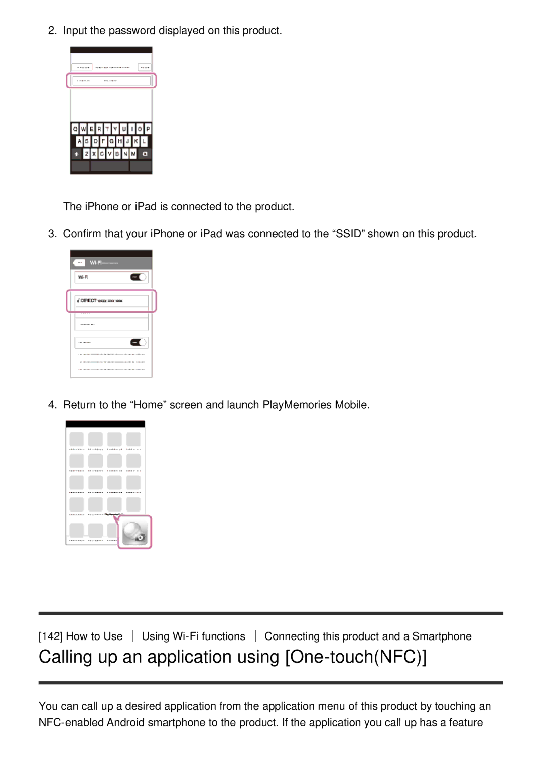 Sony DSC-HX400, HX400V manual Calling up an application using One-touchNFC 