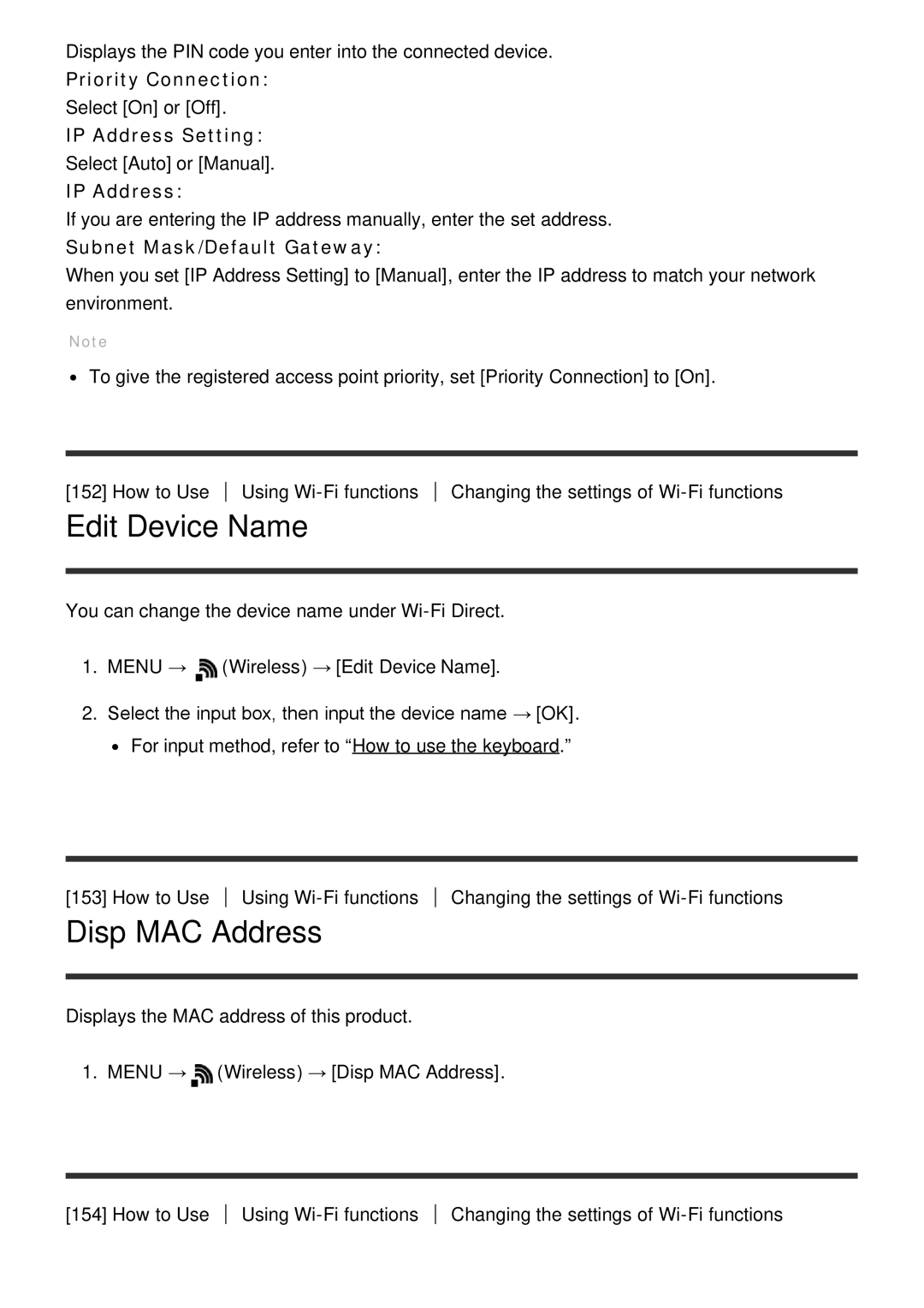 Sony HX400V, DSC-HX400 manual Edit Device Name, Disp MAC Address 