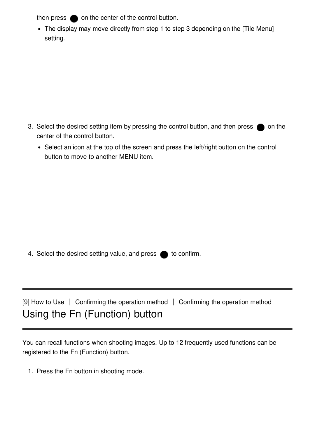 Sony HX400V, DSC-HX400 manual Using the Fn Function button 