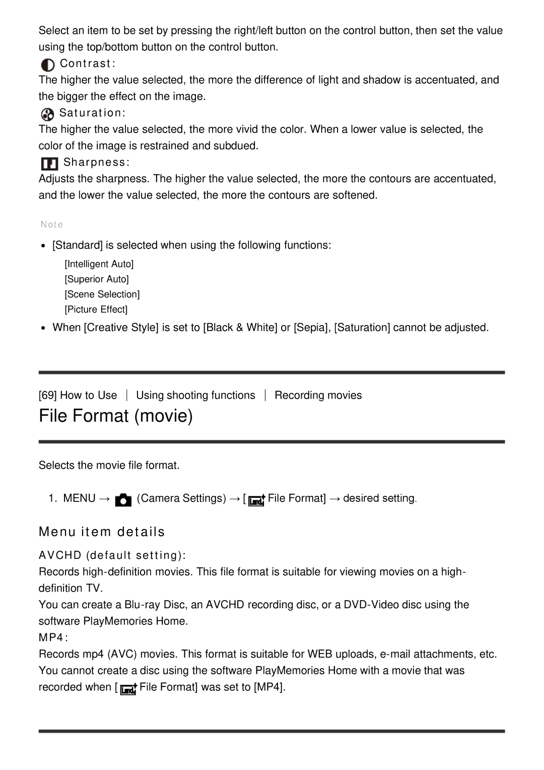 Sony HX400V, DSC-HX400 manual File Format movie 