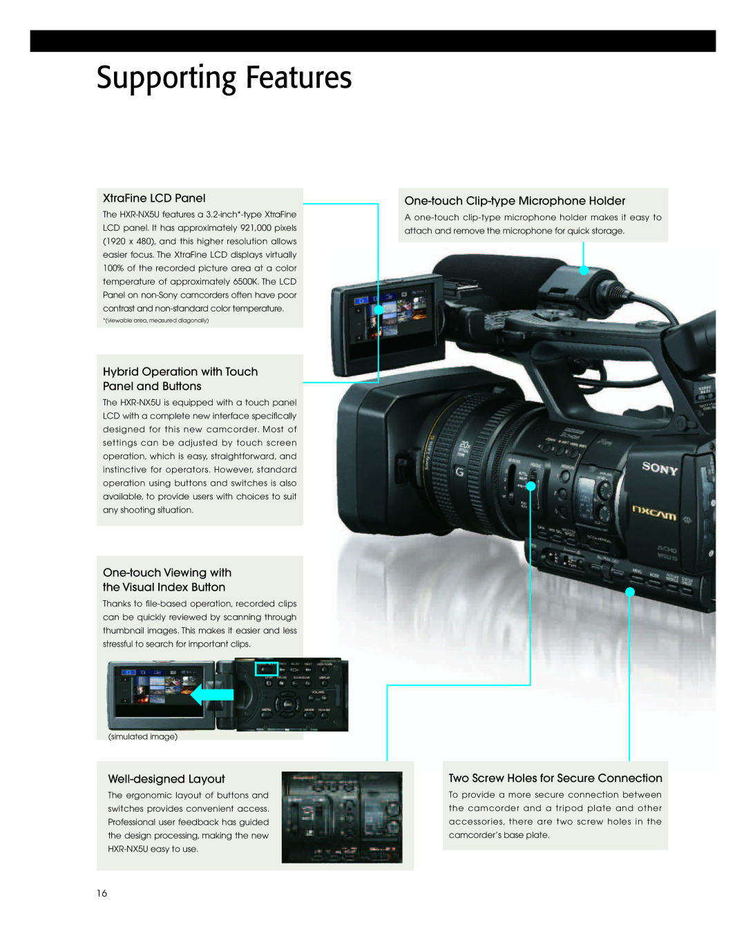 Sony HXR-NX5U manual Supporting Features 