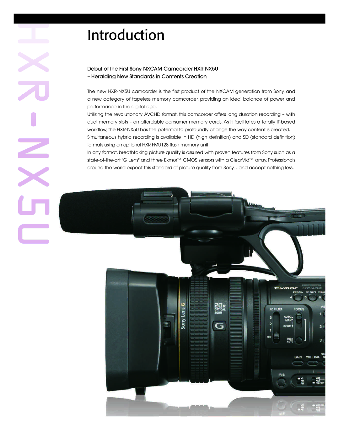 Sony HXR-NX5U manual Introduction 