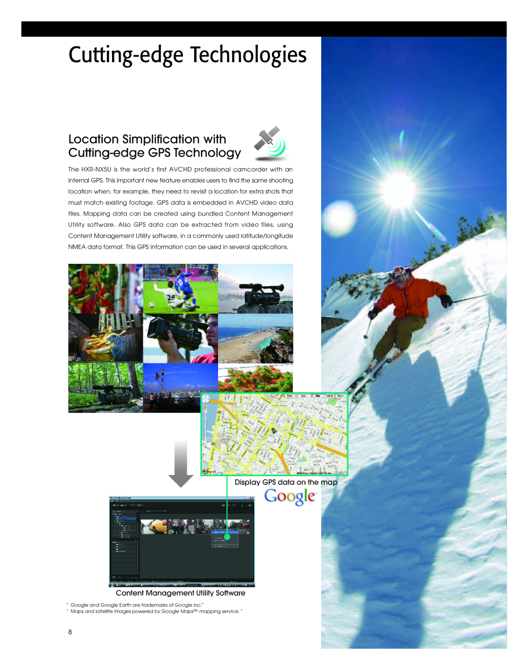 Sony HXR-NX5U manual Cutting-edge Technologies, Location Simplification with Cutting-edge GPS Technology 