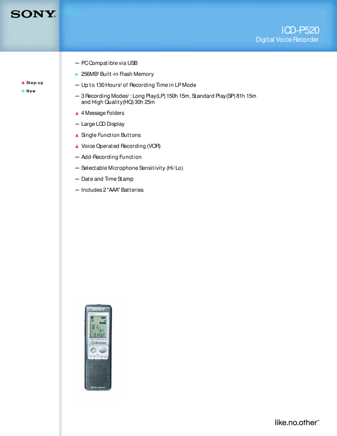 Sony ICD-P520 manual 