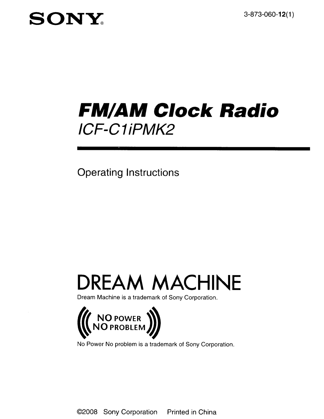 Sony ICF-C1iPMK2, ICF-C1PiPMK2 operating instructions Dream Machine 