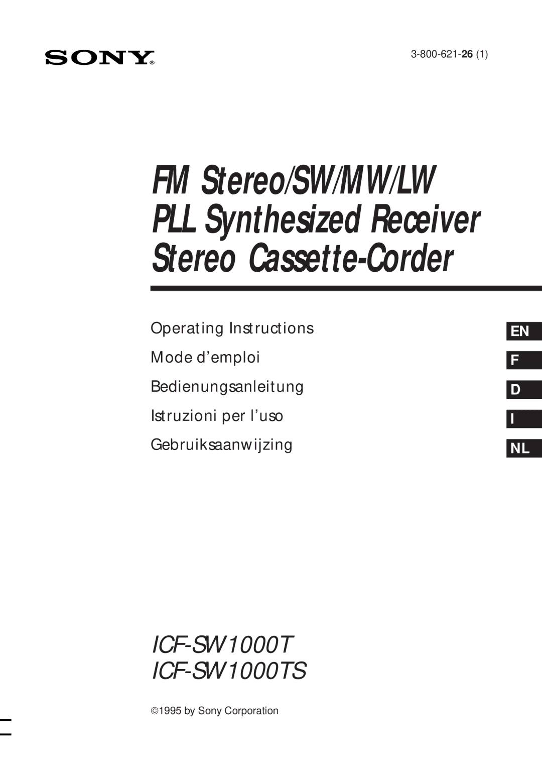Sony ICF-SW1000TS operating instructions FM Stereo/SW/MW/LW 