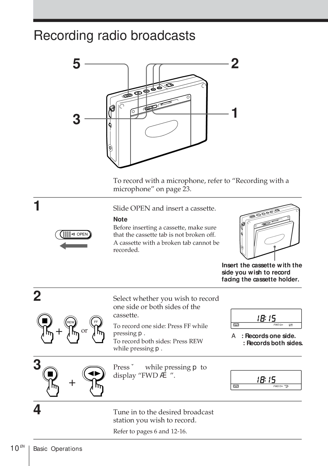 Sony ICF-SW1000TS operating instructions Recording radio broadcasts, 10EN 