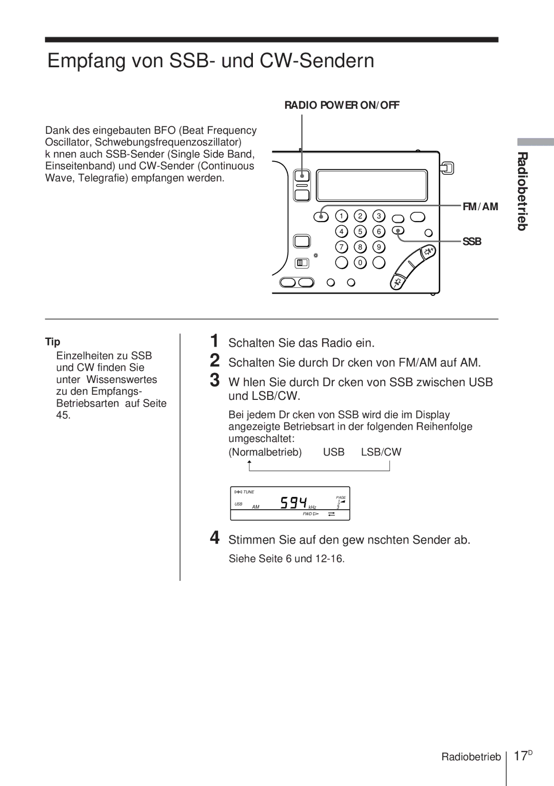 Sony ICF-SW1000TS operating instructions 17D 