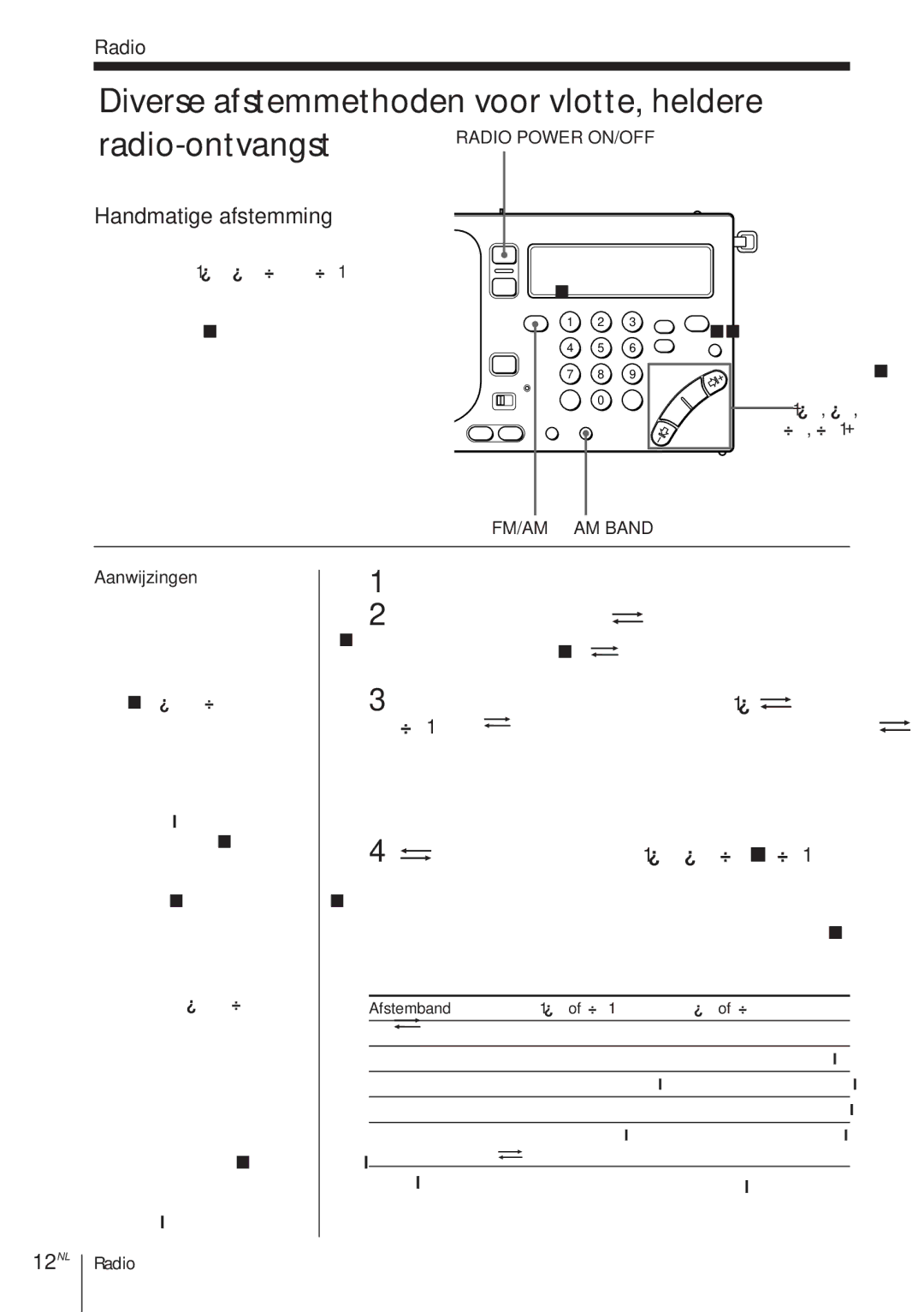 Sony ICF-SW1000TS Diverse afstemmethoden voor vlotte, heldere Radio-ontvangst, 12NL, Handmatige afstemming 