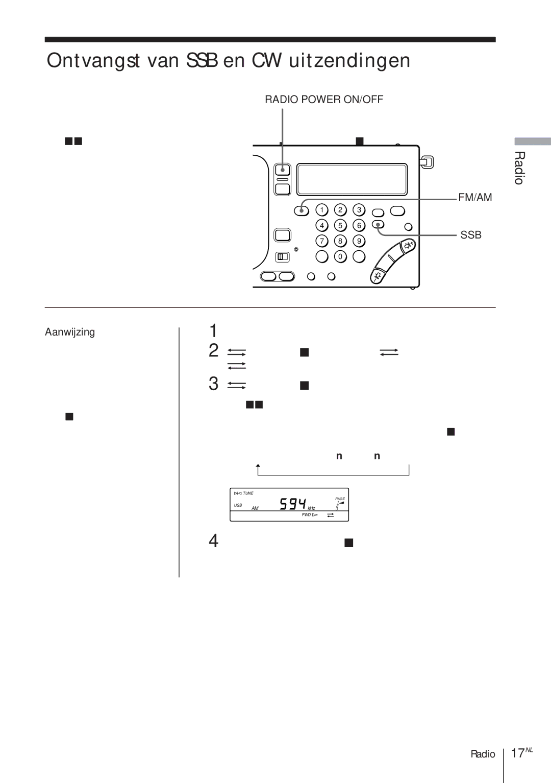 Sony ICF-SW1000TS operating instructions Ontvangst van SSB en CW uitzendingen, 17NL, Stem af op de gewenste radiozender 