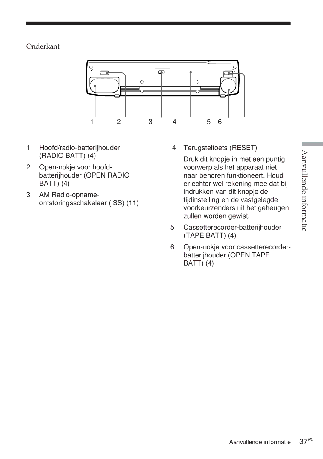 Sony ICF-SW1000TS operating instructions 37NL, Onderkant 