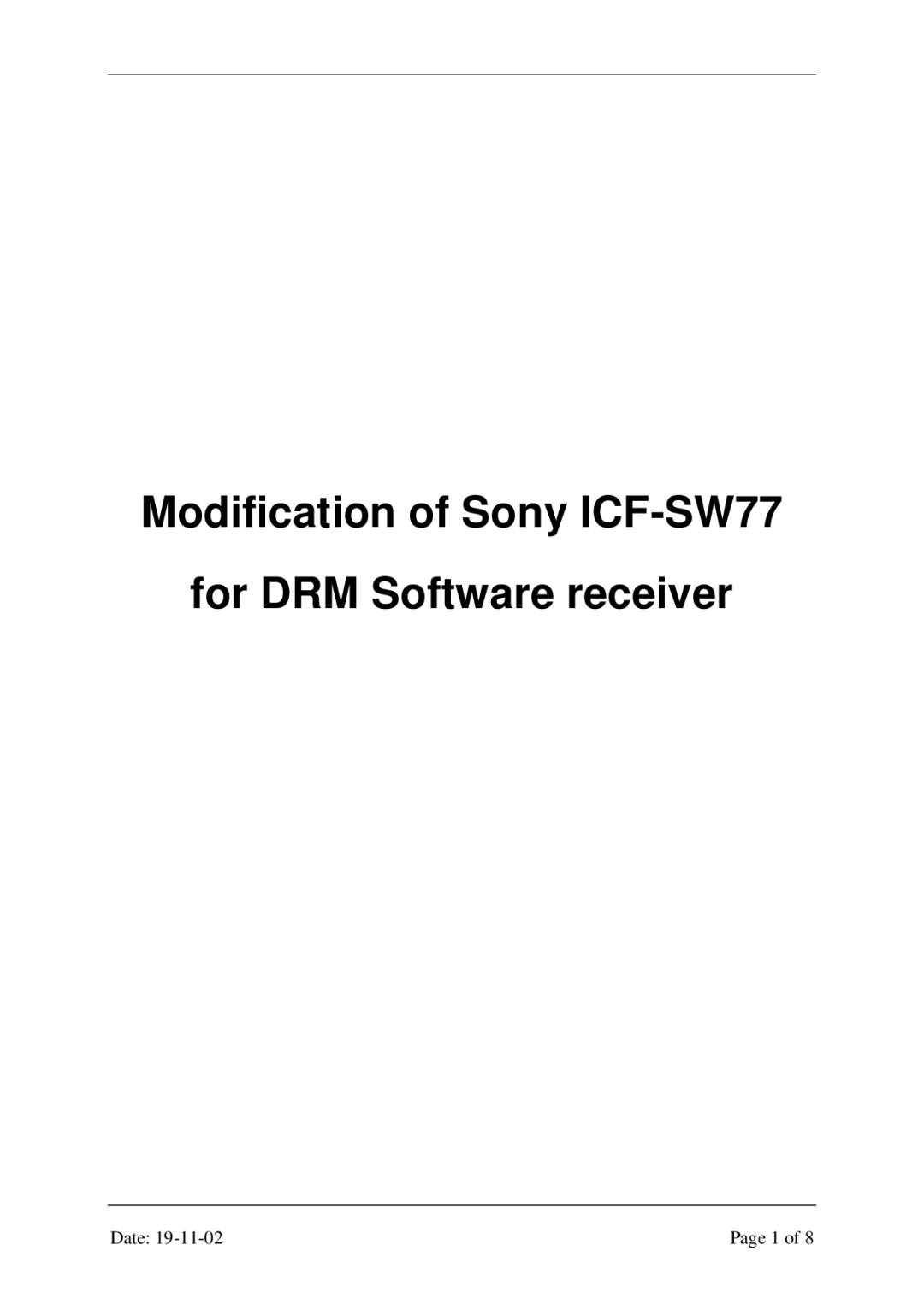 Sony manual Modification of Sony ICF-SW77 For DRM Software receiver 