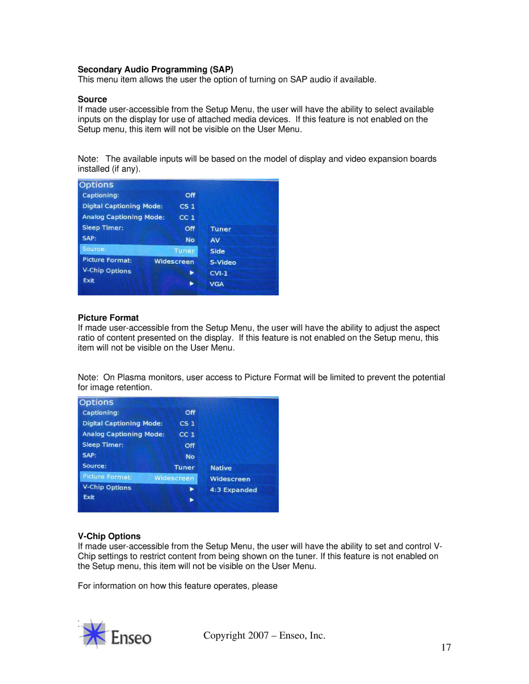 Sony ICS-SP30 manual Secondary Audio Programming SAP, Source, Chip Options 