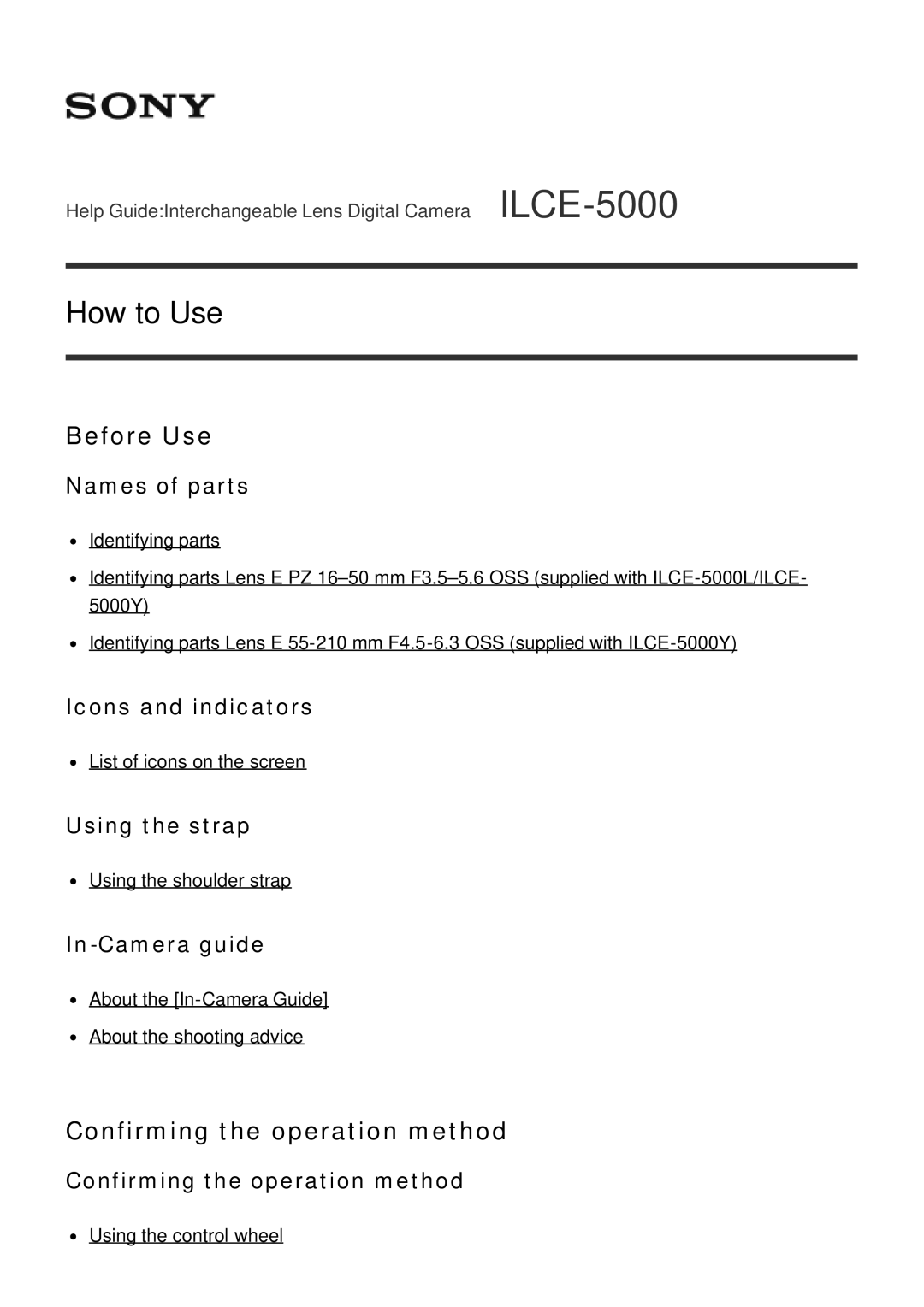 Sony ILCE-5000 manual How to Use, Before Use, Confirming the operation method 