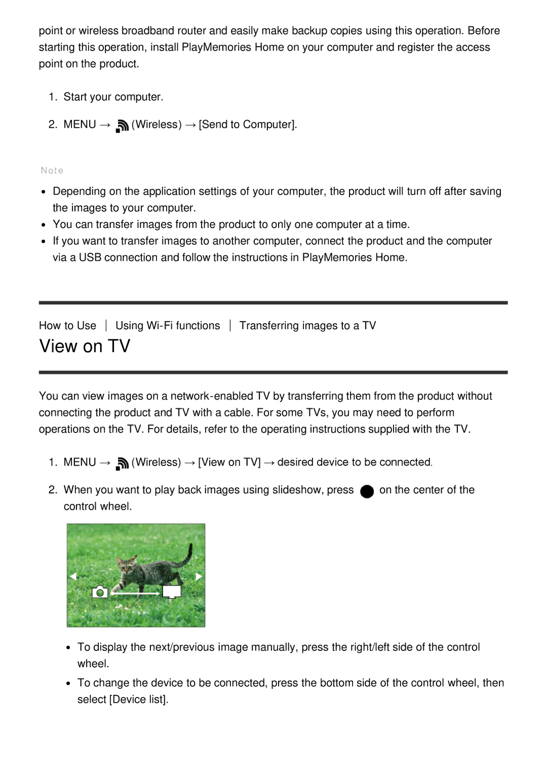 Sony ILCE-5000 manual View on TV 