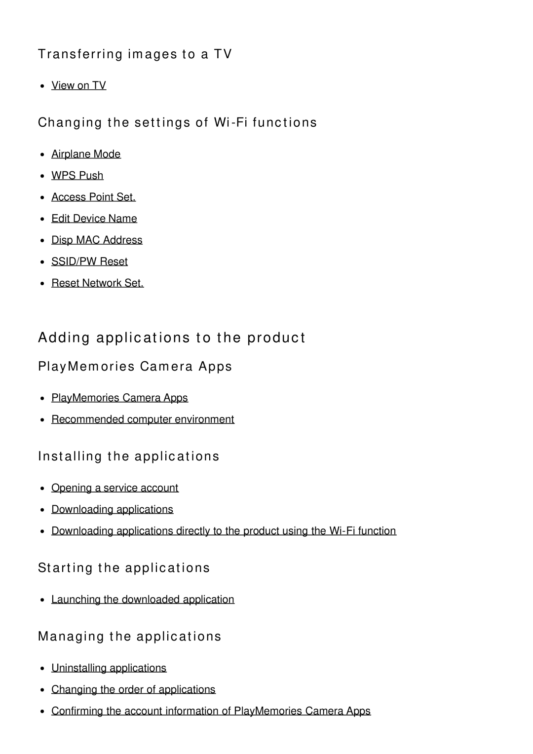 Sony ILCE-5000 manual Adding applications to the product 