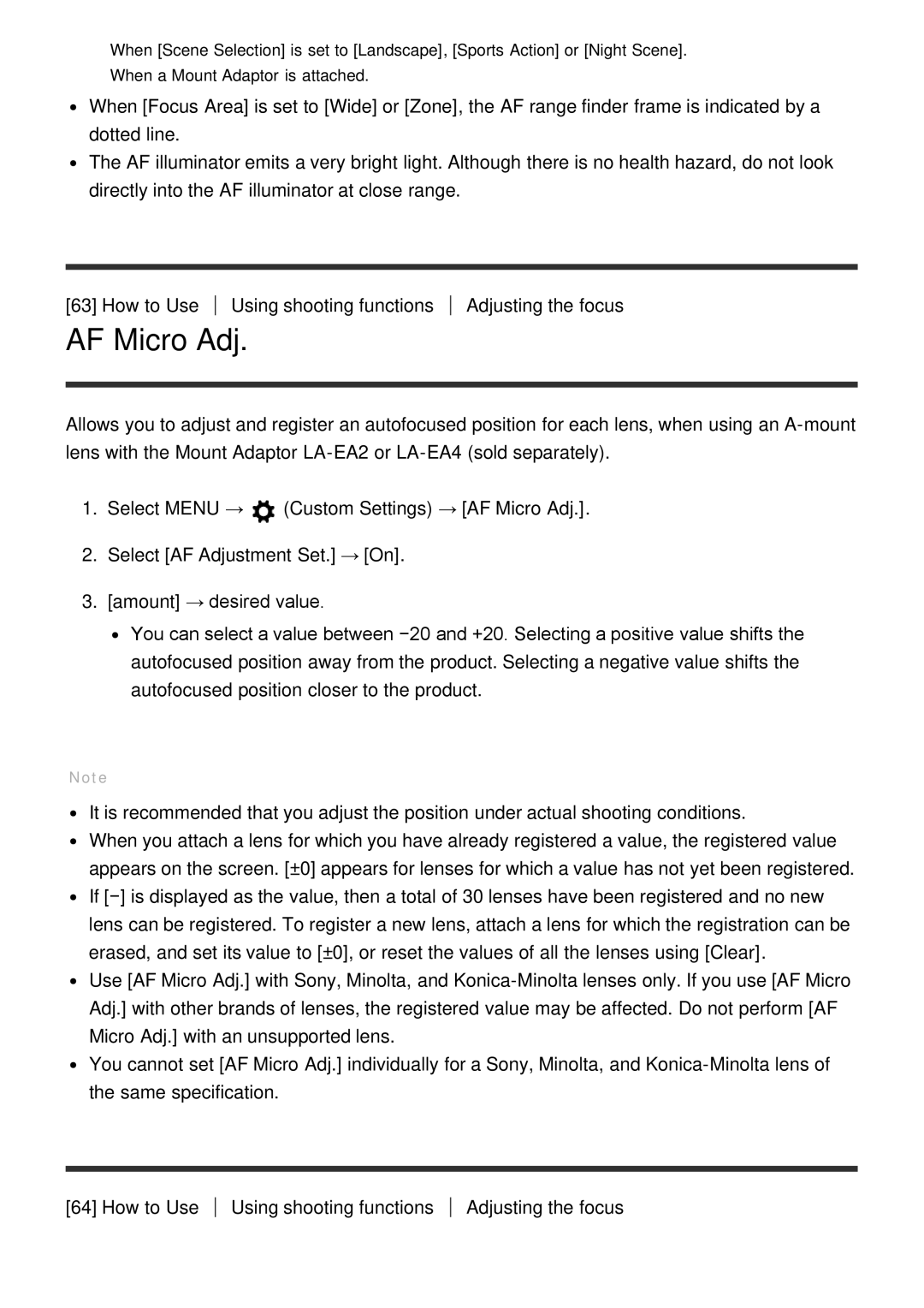 Sony ILCE6000B, ILCE6000LB manual AF Micro Adj 