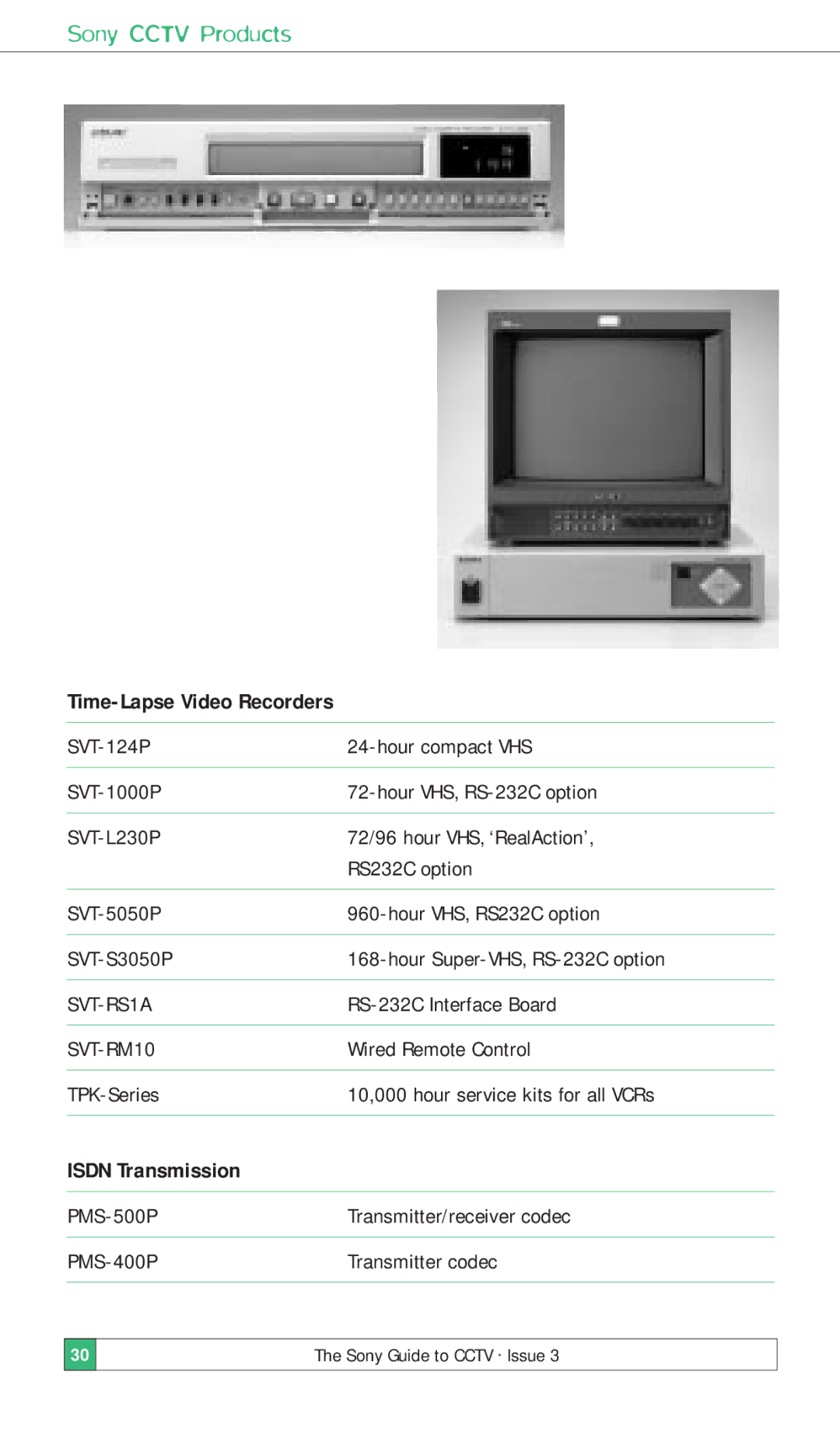 Sony ISSUE 3 manual Time-Lapse Video Recorders, SVT-L230P 