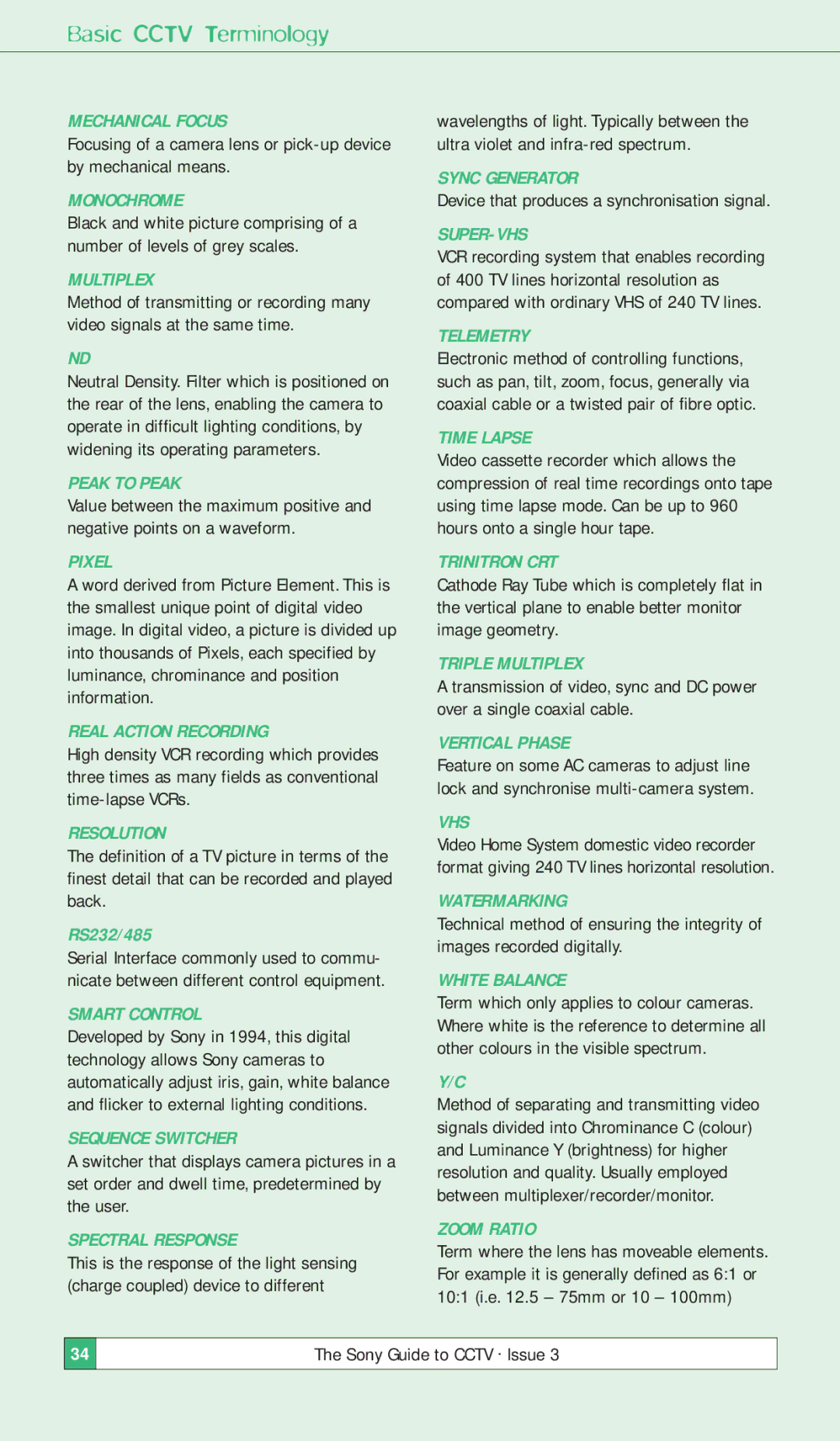 Sony ISSUE 3 manual Mechanical Focus 