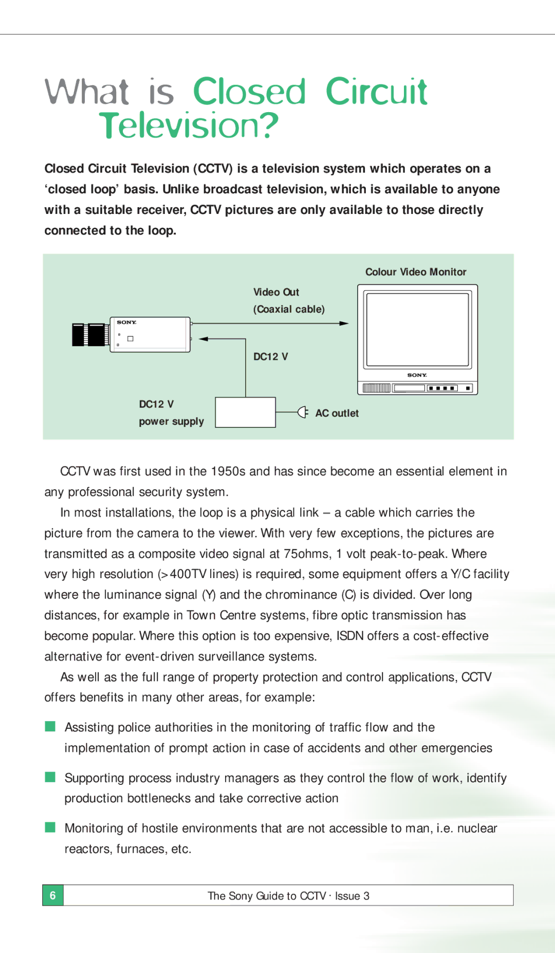 Sony ISSUE 3 manual What is Closed Circuit Television? 