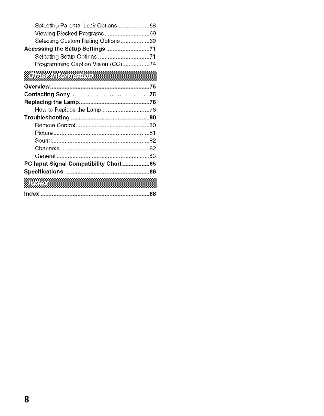 Sony KDF-50E2000, KDF-55E2000 manual General PC Input Signal Compatibility Chart 