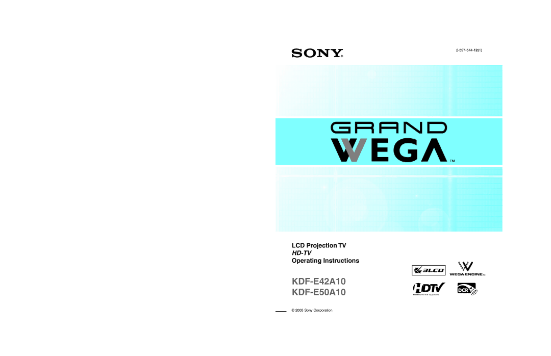 Sony operating instructions KDF-E42A10 KDF-E50A10 