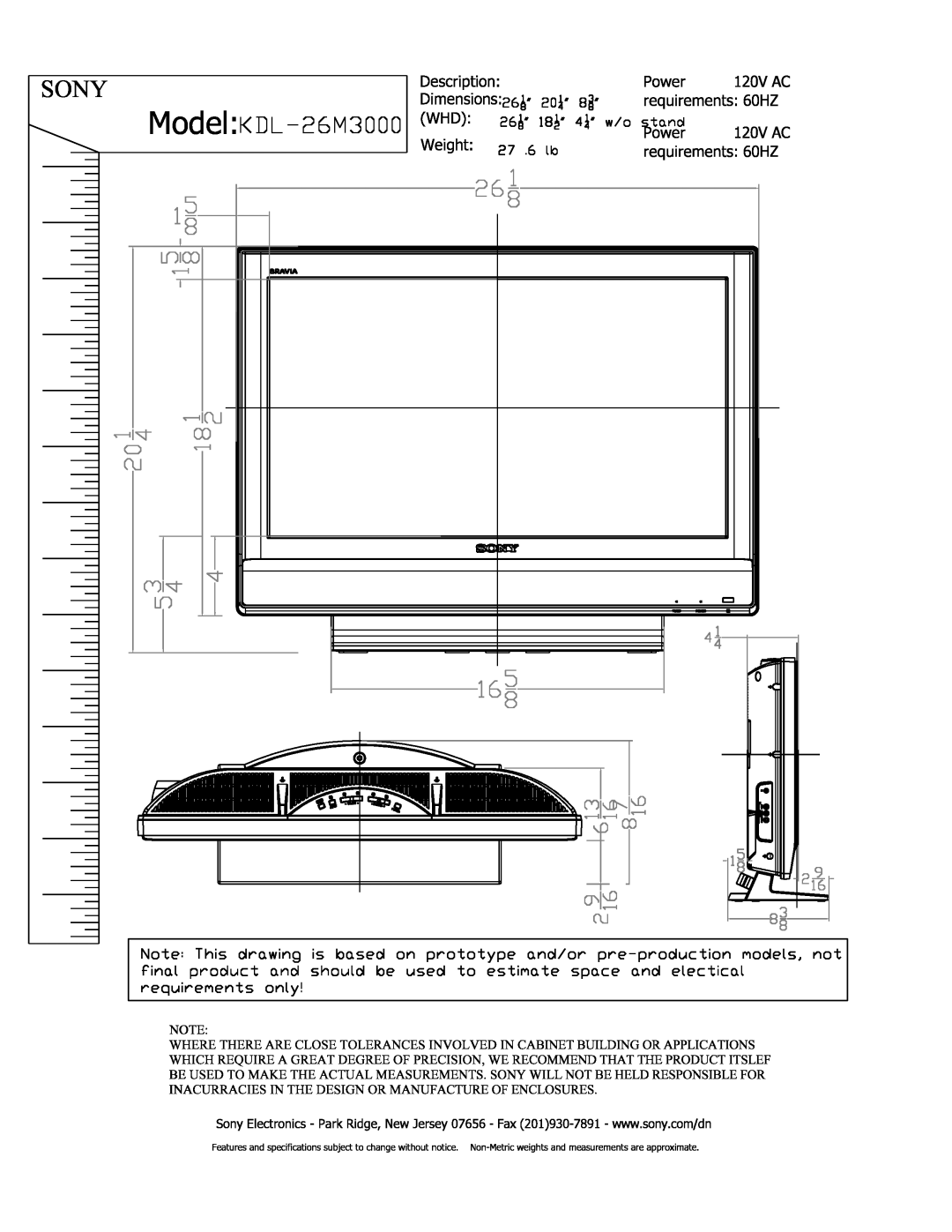 Sony KDL-26M3000 manual 