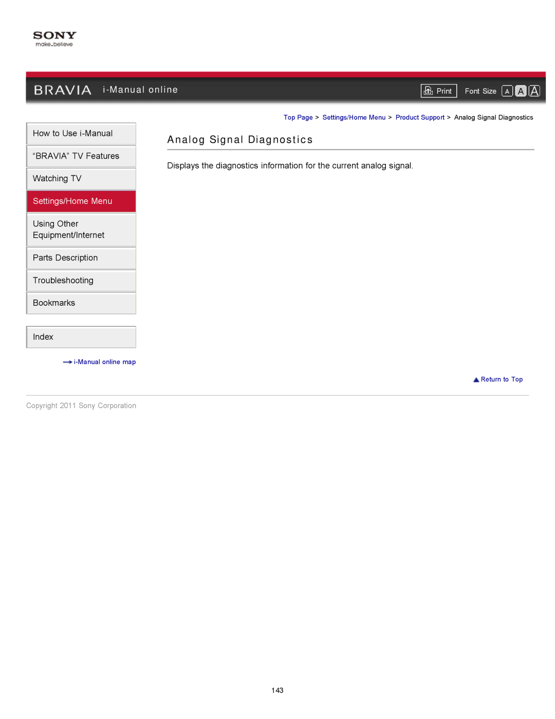 Sony KDL-32EX525, KDL-32EX425, KDL-40EX525, KDL-46EX525 manual Analog Signal Diagnostics 