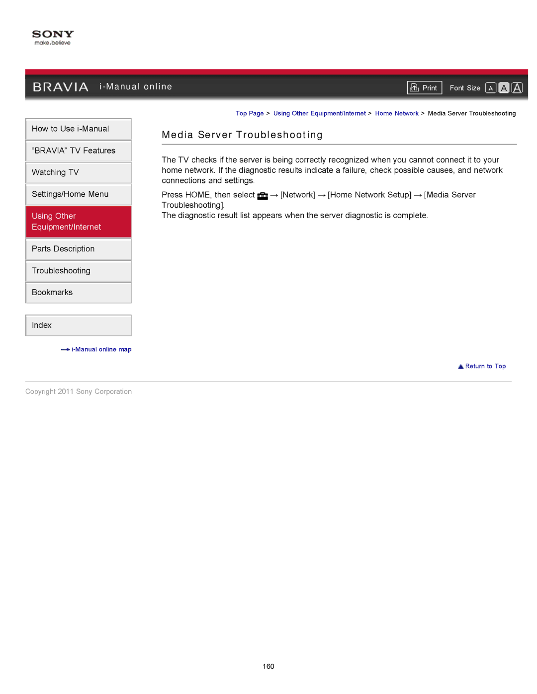 Sony KDL-32EX425, KDL-40EX525, KDL-46EX525, KDL-32EX525 manual Media Server Troubleshooting 