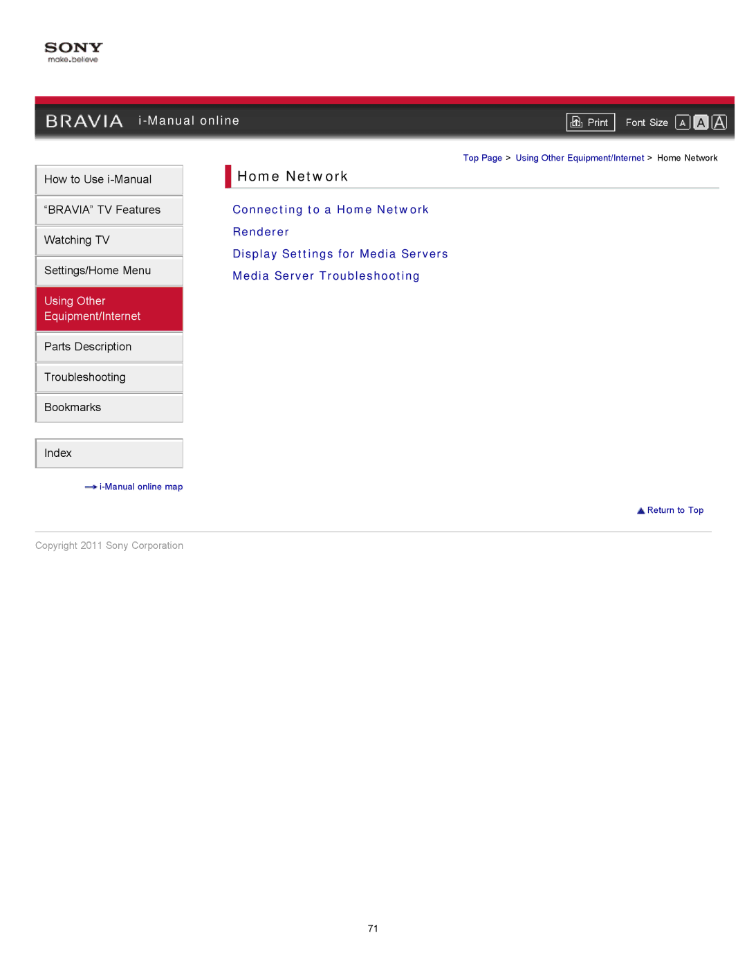 Sony KDL-55HX729, KDL-46HX729 manual Home Network, Media Server Troubleshooting 