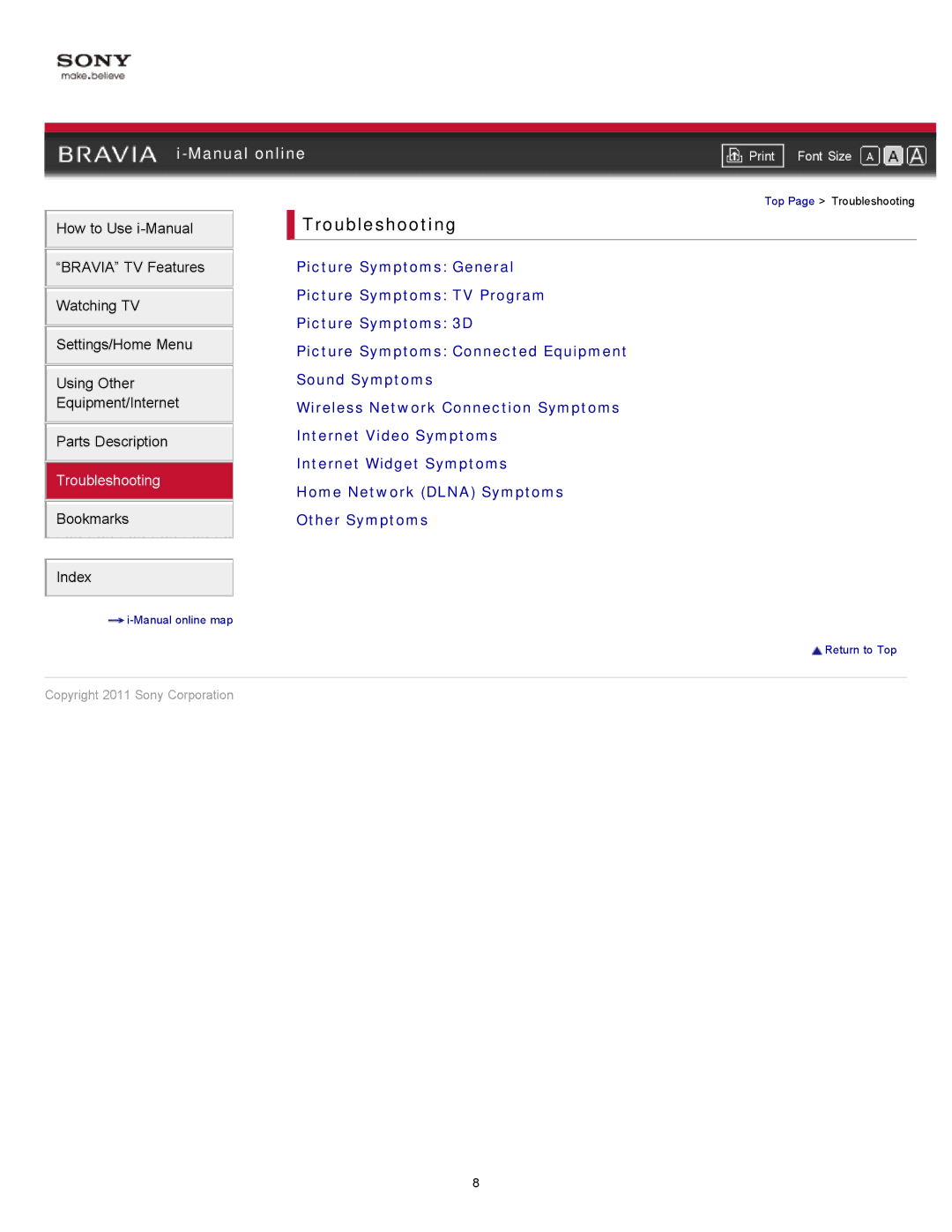 Sony KDL-46HX729, KDL-55HX729 manual Troubleshooting 