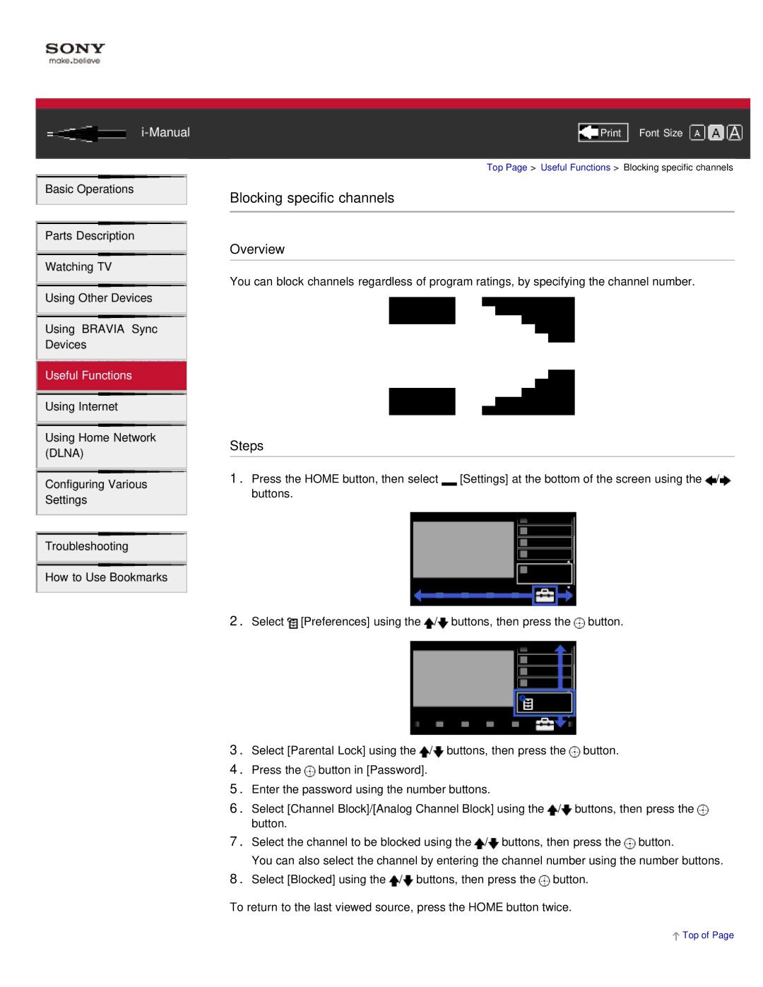 Sony KDL-55HX850, KDL-46HX850 manual Blocking specific channels 