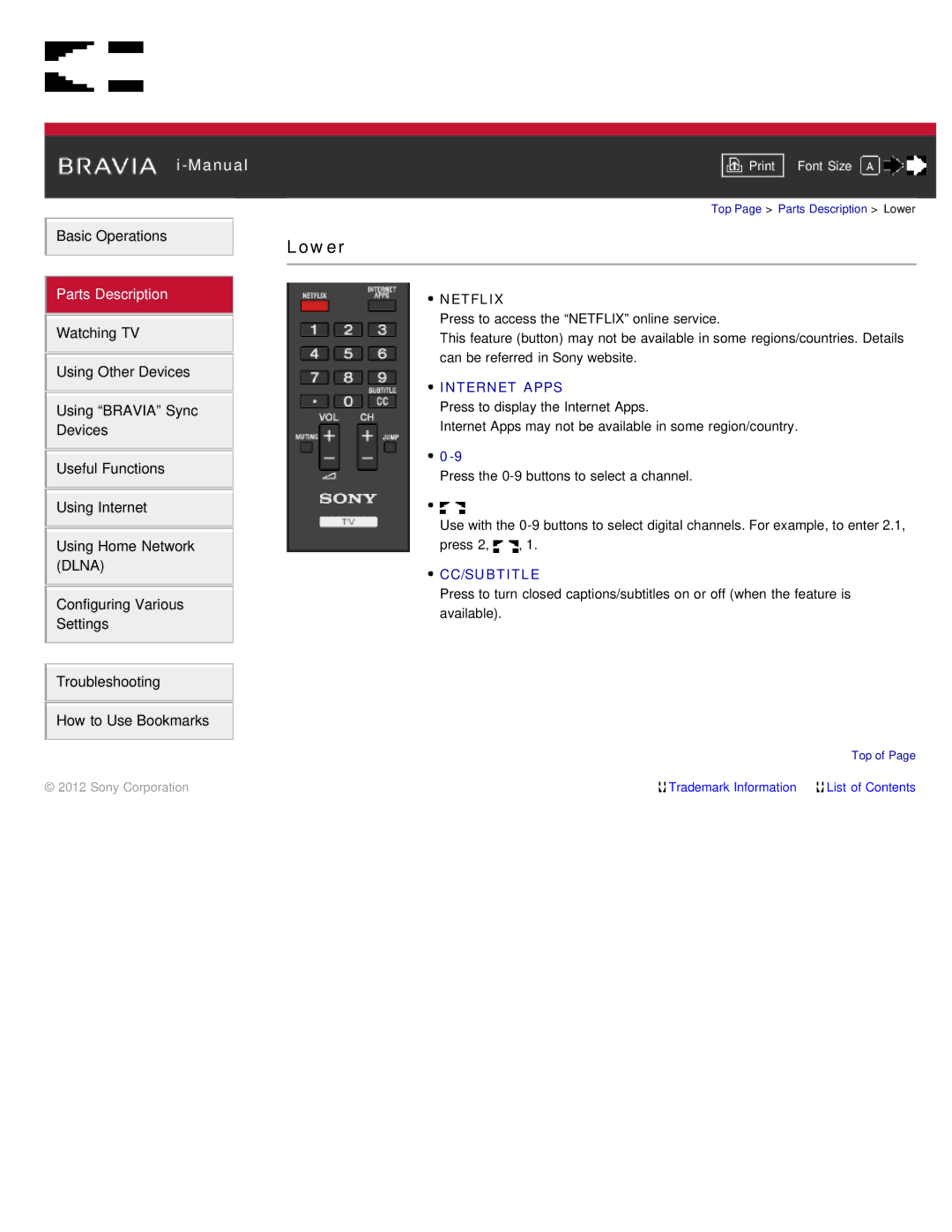 Sony KDL-46HX850, KDL-55HX850 manual Lower, Netflix 