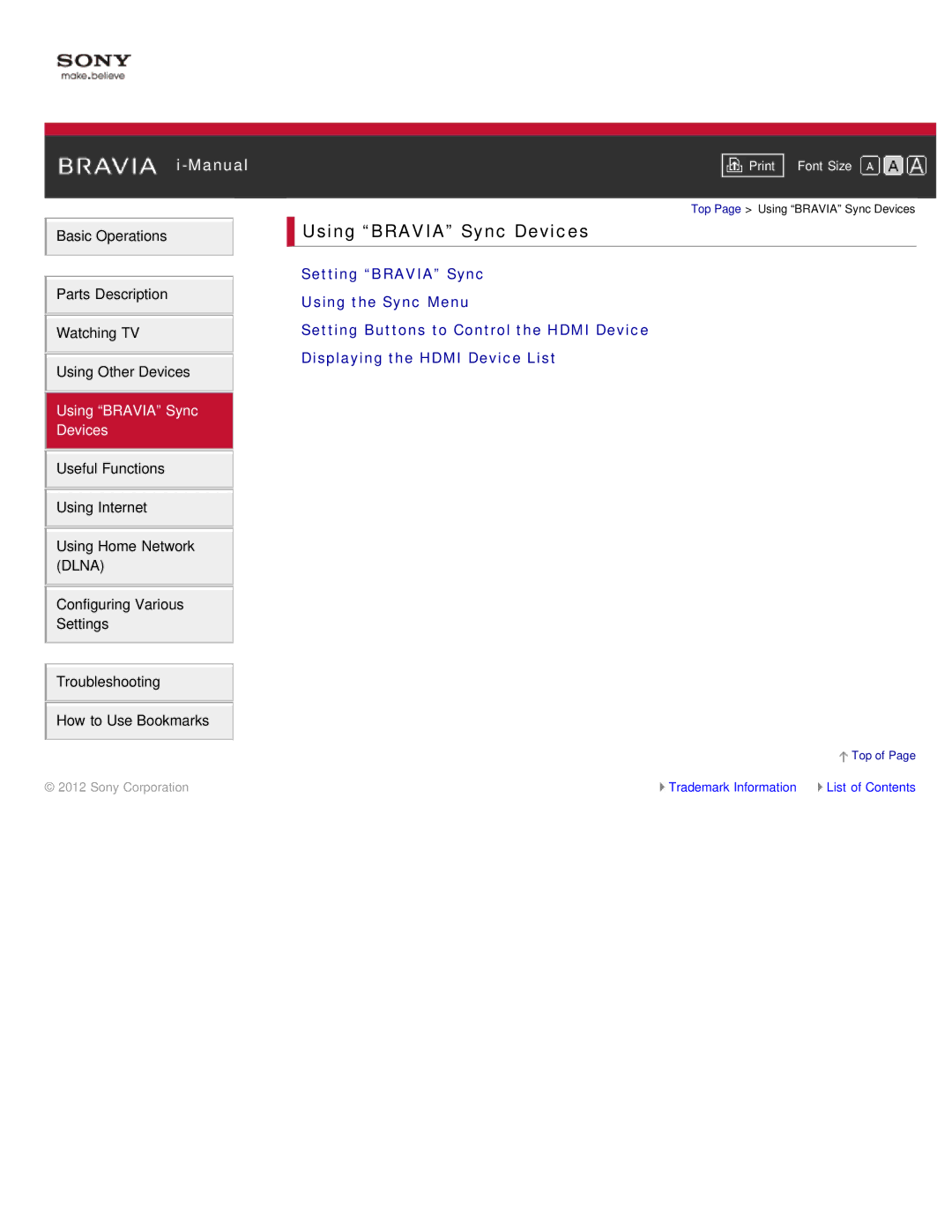 Sony KDL-46HX850, KDL-55HX850 manual Using Bravia Sync Devices 