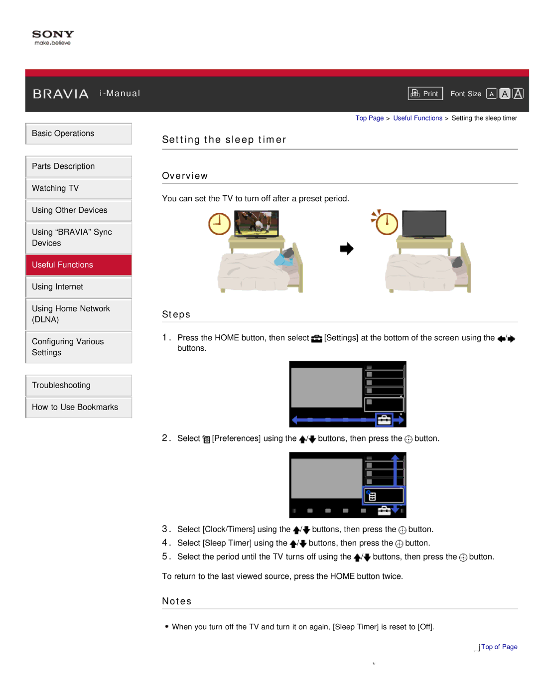 Sony KDL-55HX850, KDL-46HX850 manual Setting the sleep timer 