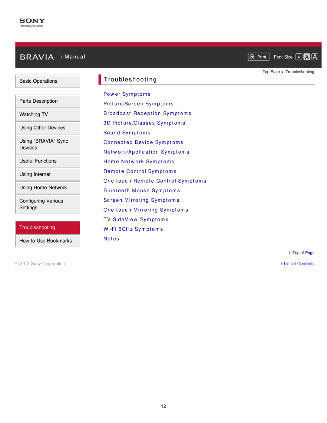 Sony KDL-47W802A manual Troubleshooting 