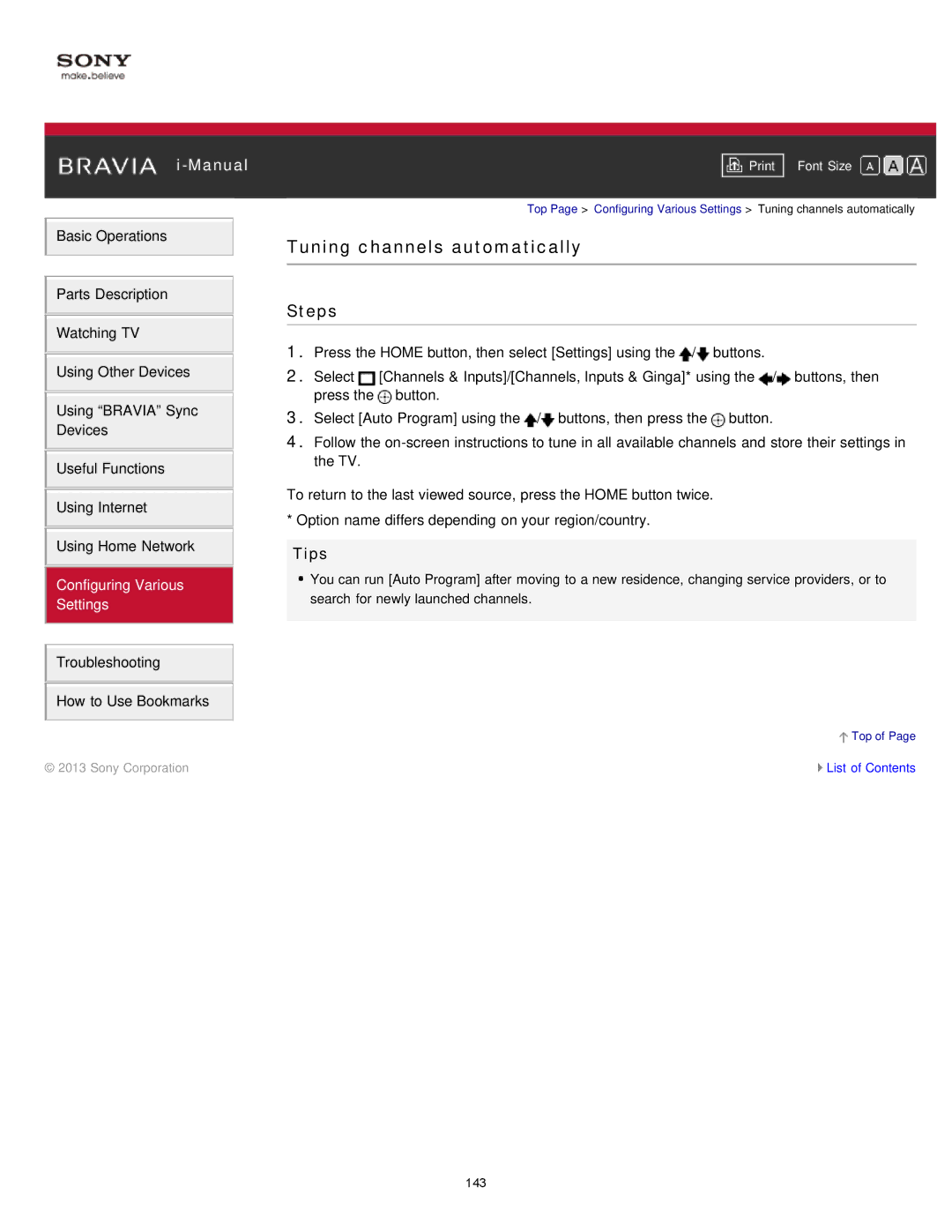 Sony KDL-47W802A manual Tuning channels automatically 