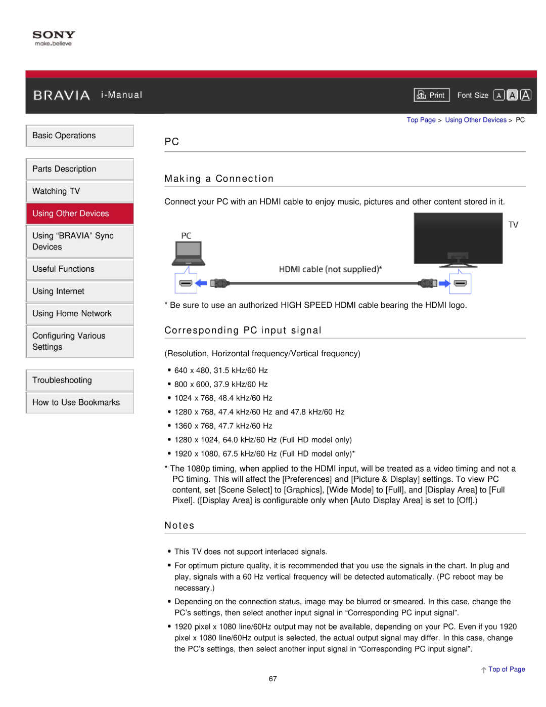 Sony KDL-47W802A manual Corresponding PC input signal 