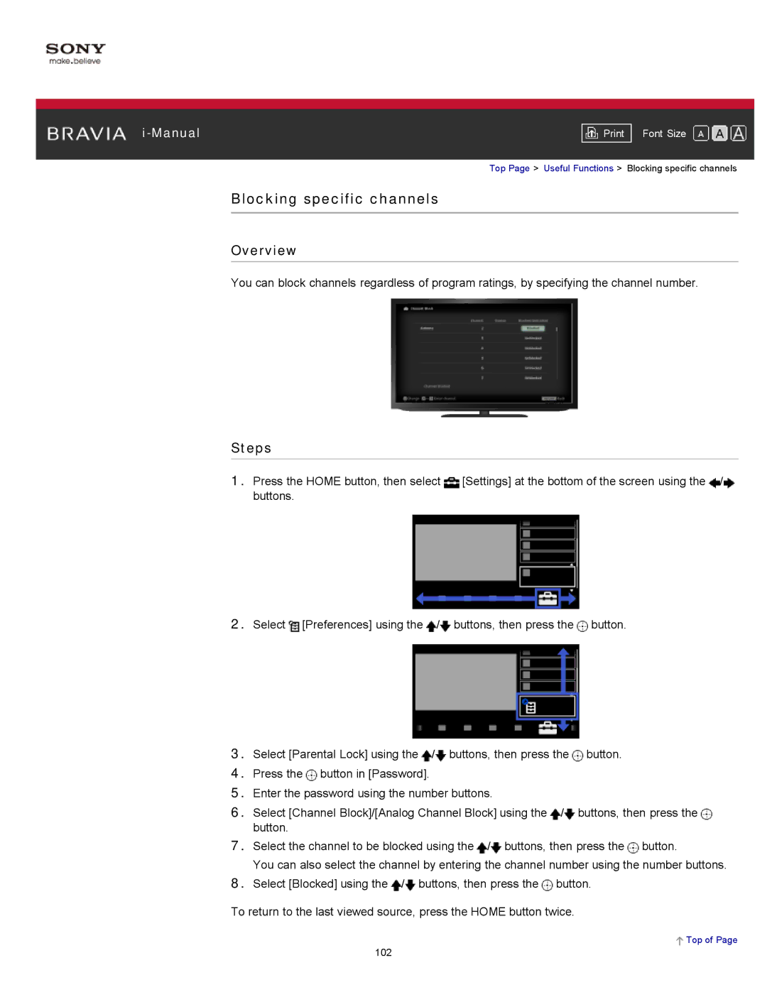 Sony KDL-55HX750, KDL-55HX751/46HX751/40HX751/32HX751 manual Blocking specific channels 