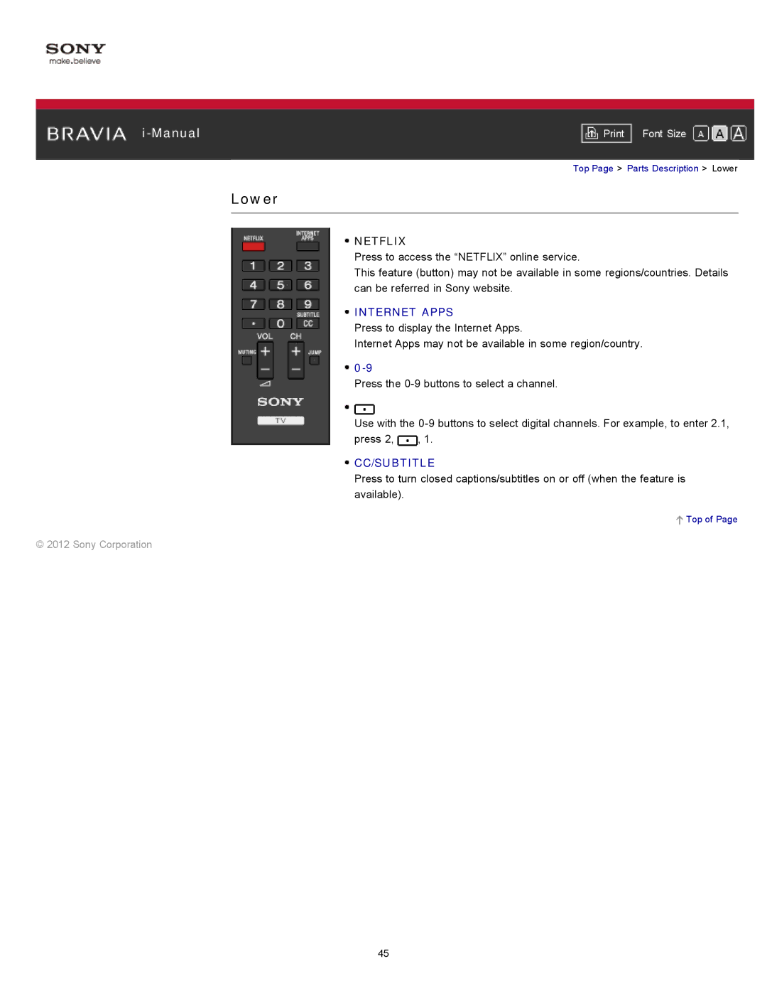 Sony KDL-55HX751/46HX751/40HX751/32HX751, KDL-55HX750 manual Lower, Netflix 