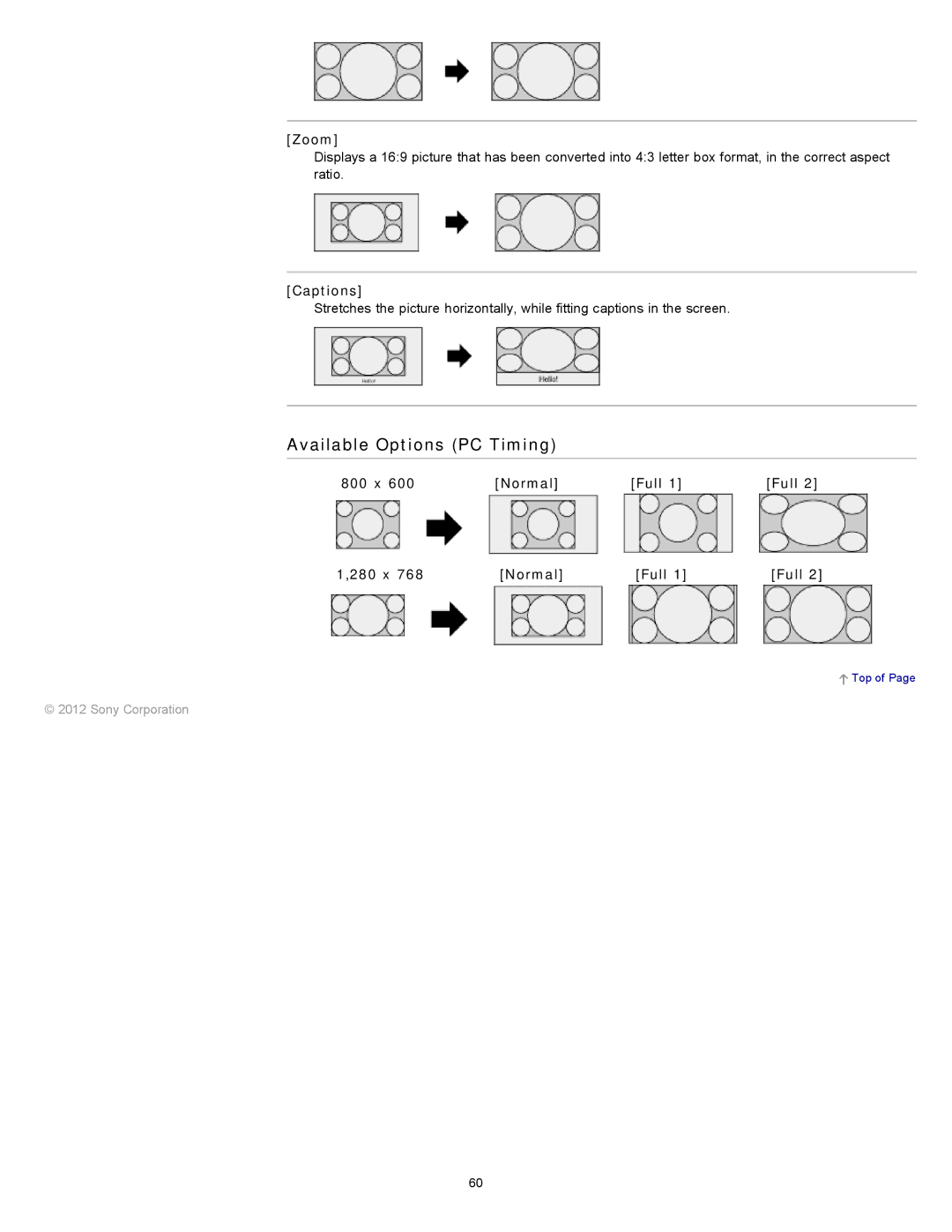 Sony KDL-55HX750, KDL-55HX751/46HX751/40HX751/32HX751 manual Available Options PC Timing, x Normal Full 