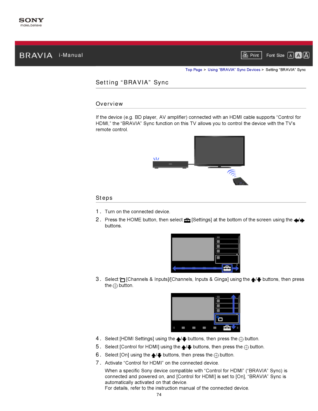 Sony KDL-55HX750, KDL-55HX751/46HX751/40HX751/32HX751 manual Setting Bravia Sync, Overview 