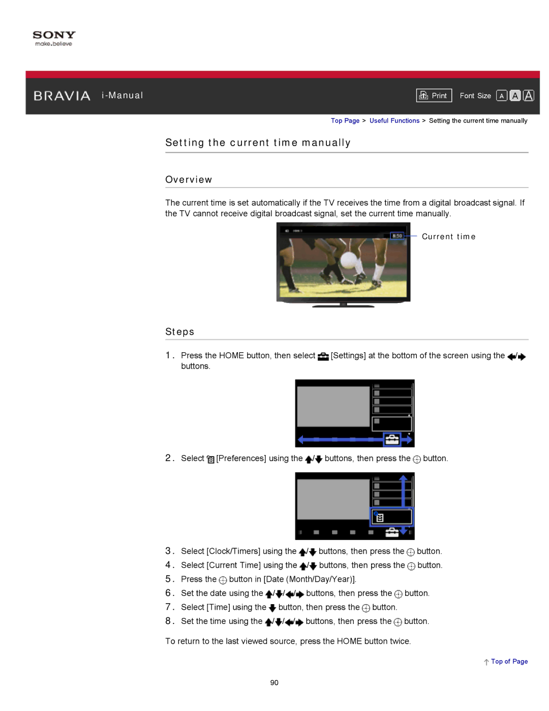 Sony KDL-55HX750, KDL-55HX751/46HX751/40HX751/32HX751 Setting the current time manually, Current time 