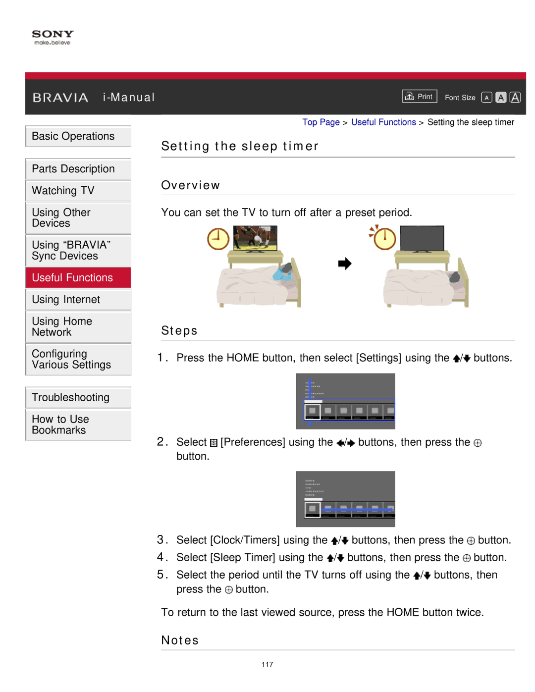 Sony KDL-65S990A manual Setting the sleep timer 