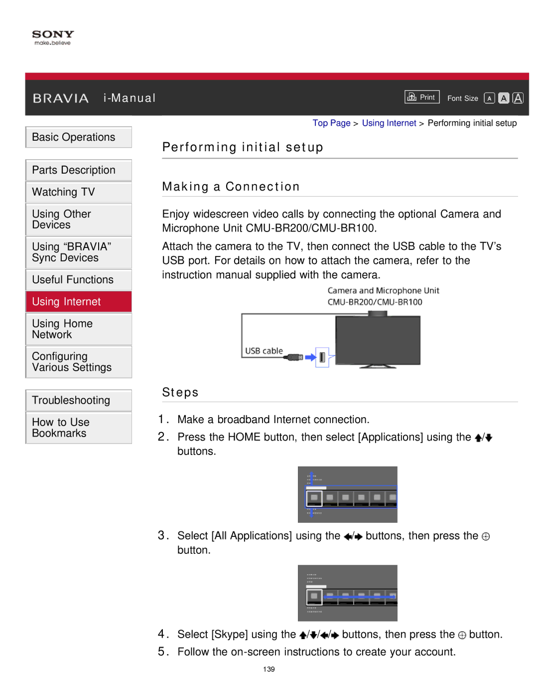 Sony KDL-65S990A manual Performing initial setup, Making a Connection 