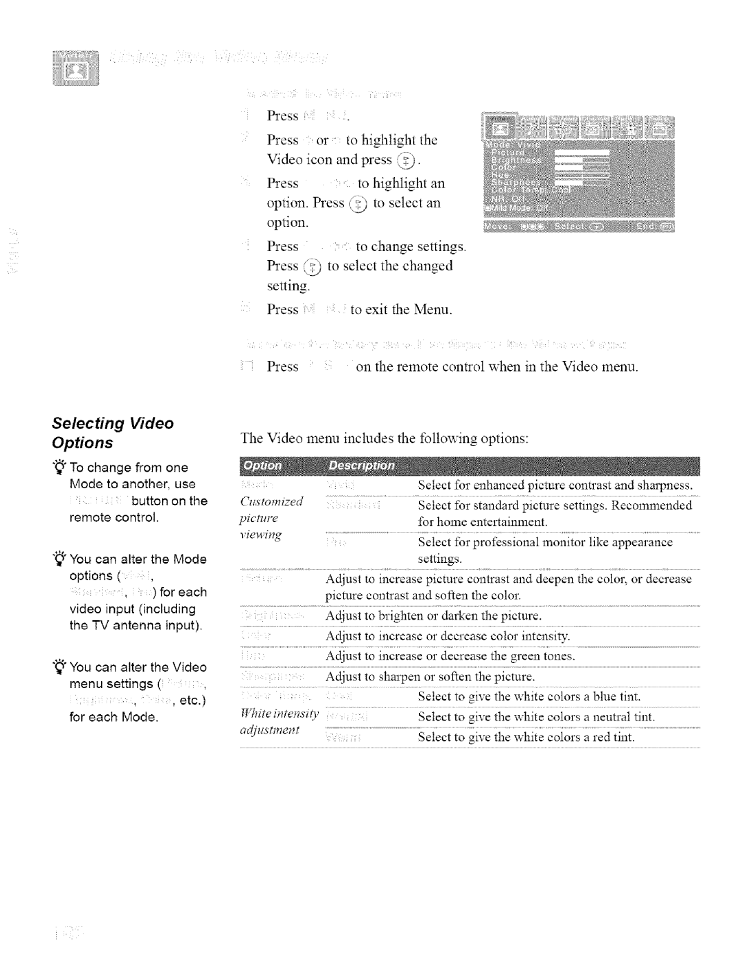 Sony KDL42XBR950, KDL32XBR950 operating instructions Selecting Video Options, Pictme 