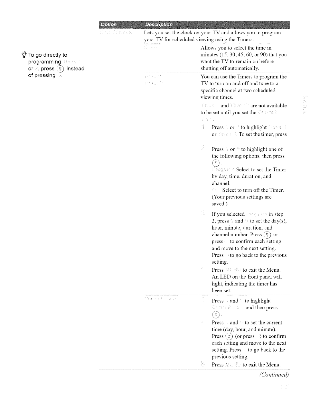 Sony KDL32XBR950, KDL42XBR950 operating instructions To go directly to Programming Or , press instead Pressing 