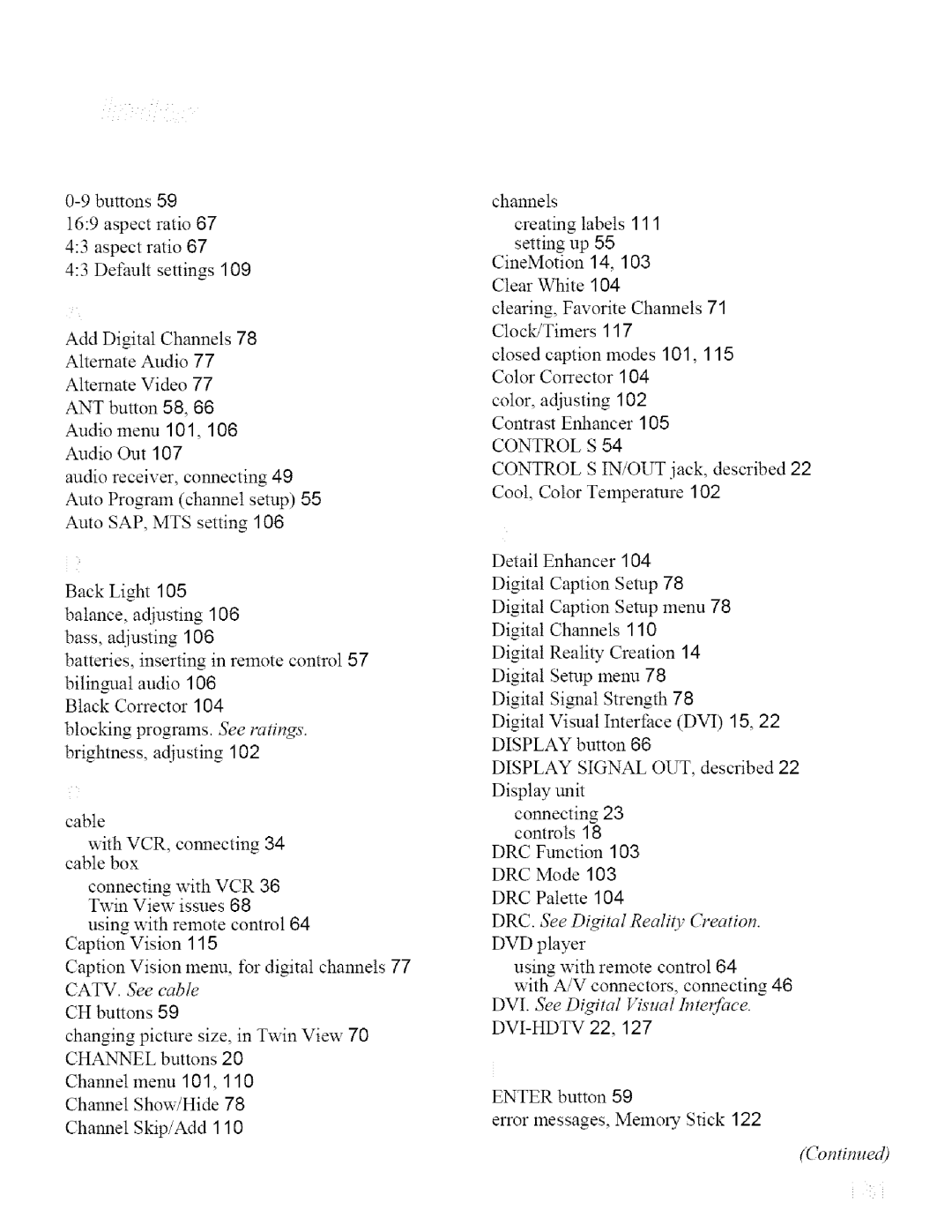 Sony KDL32XBR950, KDL42XBR950 operating instructions DRC. See Digital Realio, Creation. DVD player 