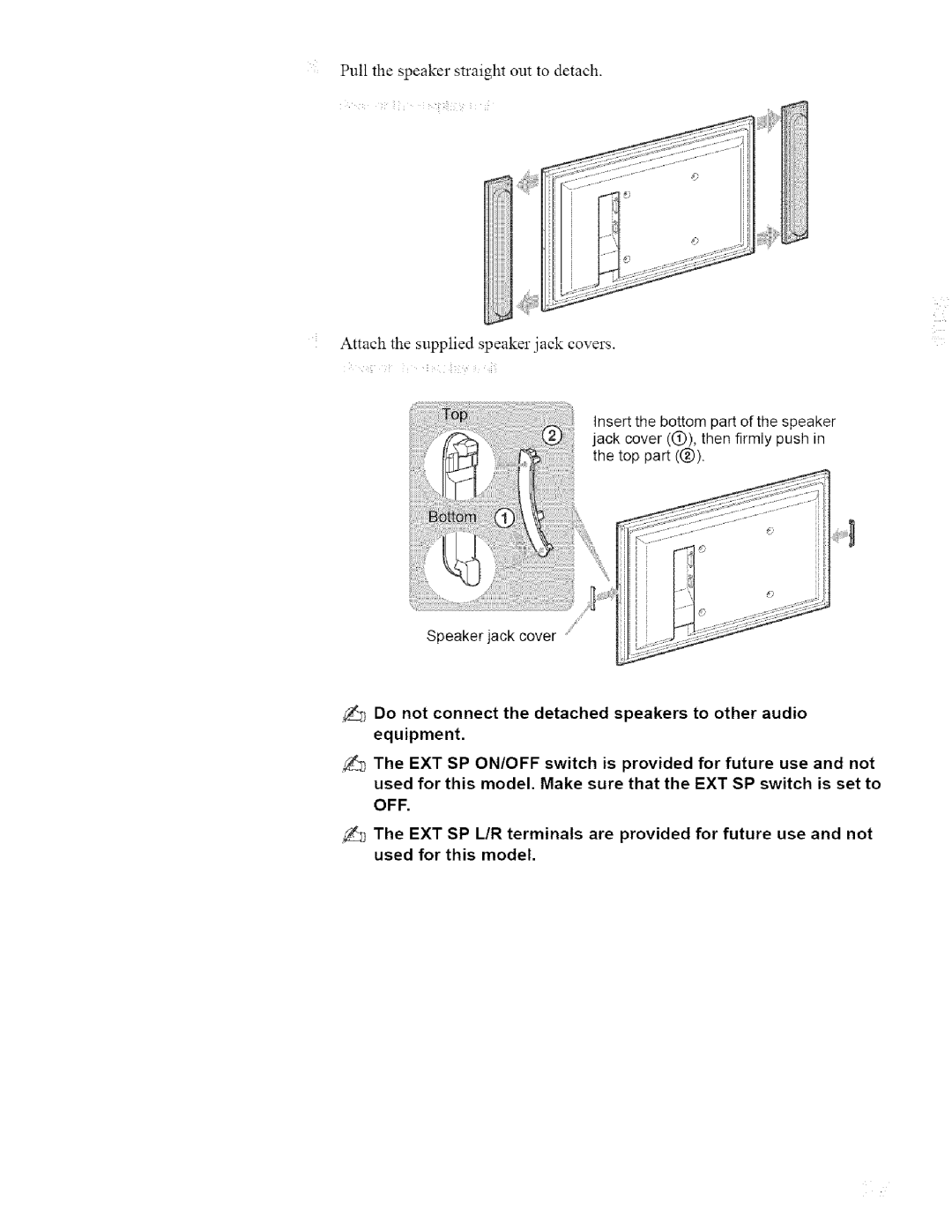 Sony KDL32XBR950, KDL42XBR950 operating instructions Pull the speaker straight out to detach 