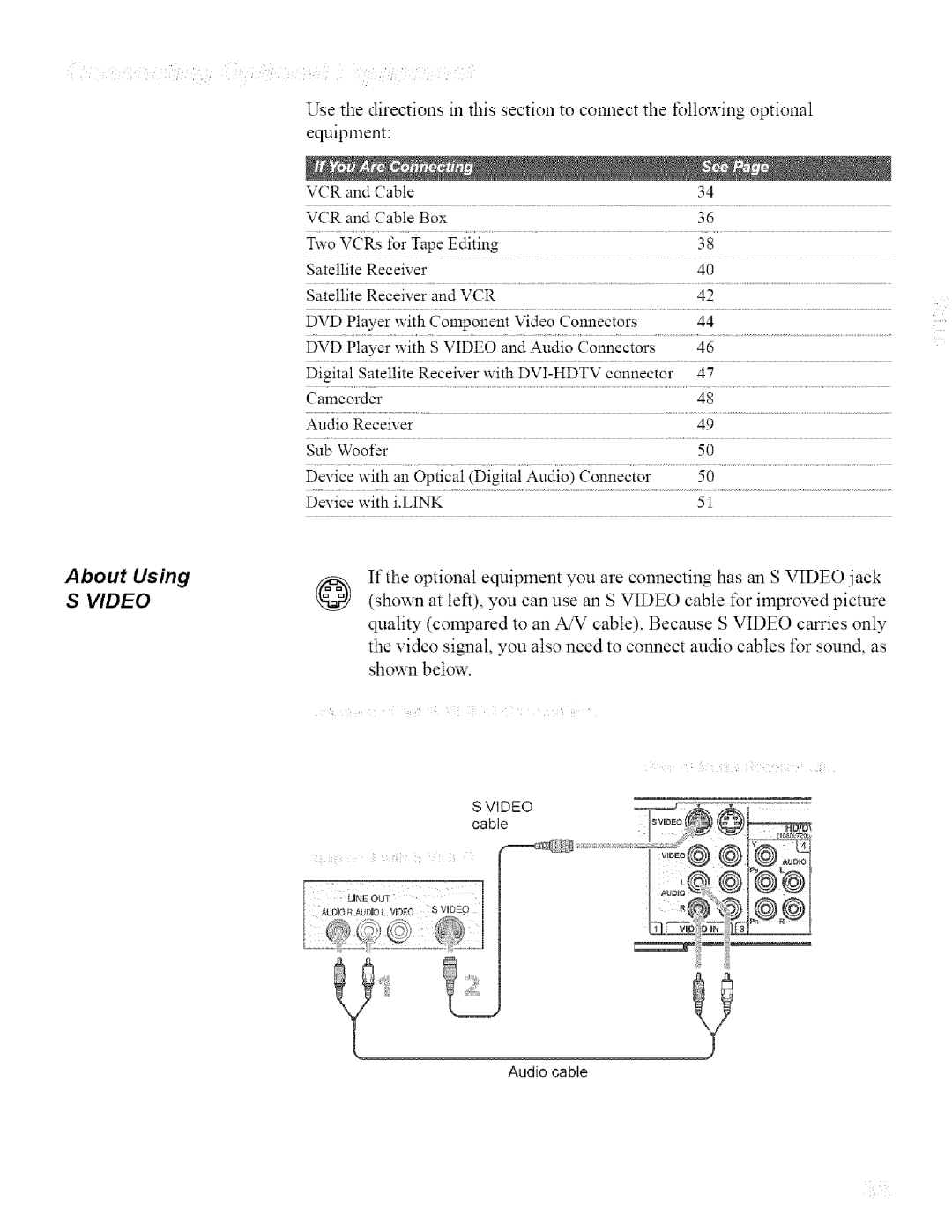 Sony KDL32XBR950, KDL42XBR950 operating instructions About Using, Audio cable 